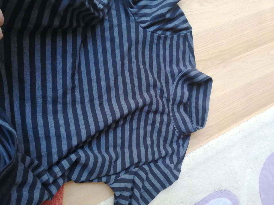 Gri Çizgili Yüksek Yakalı tunik Elbisesi - Görsel 2