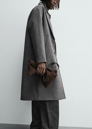 Düğmeli Krem Rengi Erkek Kaban zara - Görsel 5