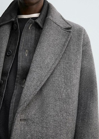 Düğmeli Krem Rengi Erkek Kaban zara - Görsel 4