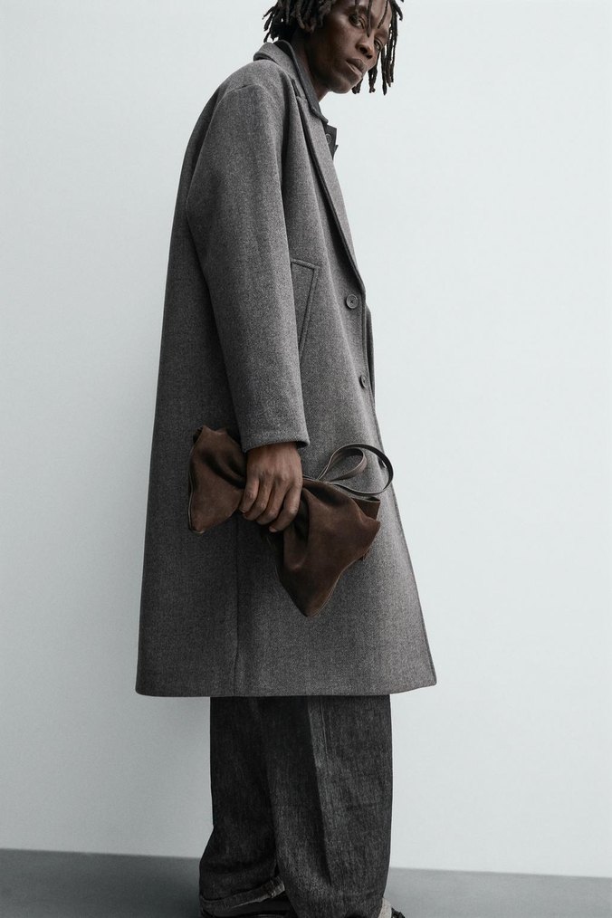 Düğmeli Krem Rengi Erkek Kaban zara - Görsel 5