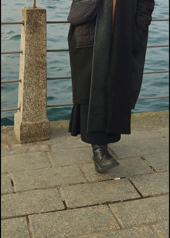 Kırmızı Drapeli keçe kapiton oversize kaban - Görsel 2