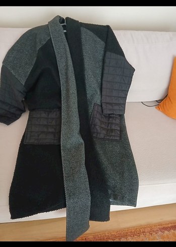 Kırmızı Drapeli keçe kapiton oversize kaban - Görsel 7