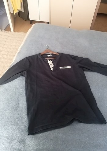 Düğmeli Siyah Erkek pijama üstü altınyıldız classiks - Görsel 4