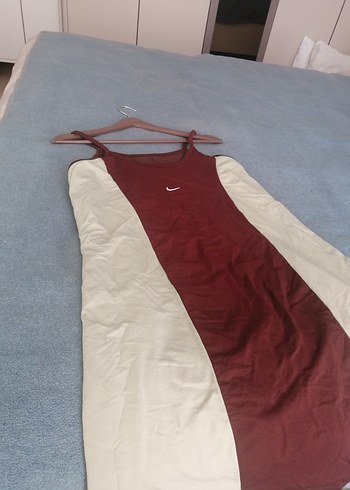 Kadın kahverengi krem Spor Midi Elbise - Görsel 2