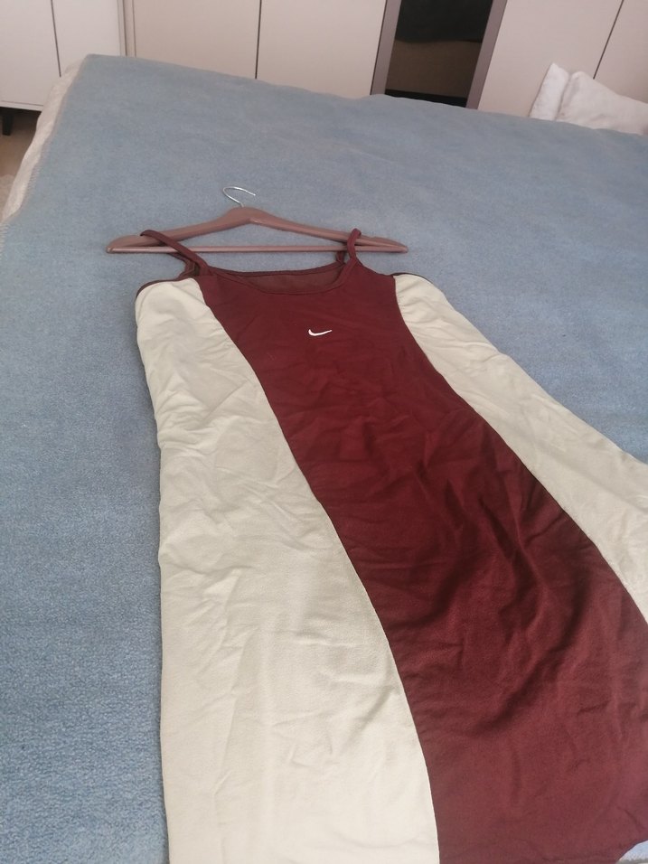 Kadın kahverengi krem Spor Midi Elbise - Görsel 2