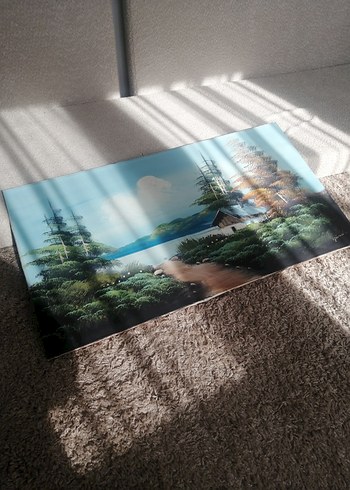 Renkli Doğa Manzarası Tablosu yağlı boya imzalı 50 yıllık resim - Görsel 3