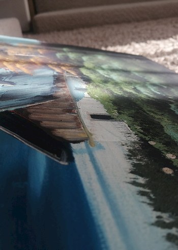 Renkli Doğa Manzarası Tablosu yağlı boya imzalı 50 yıllık resim - Görsel 4