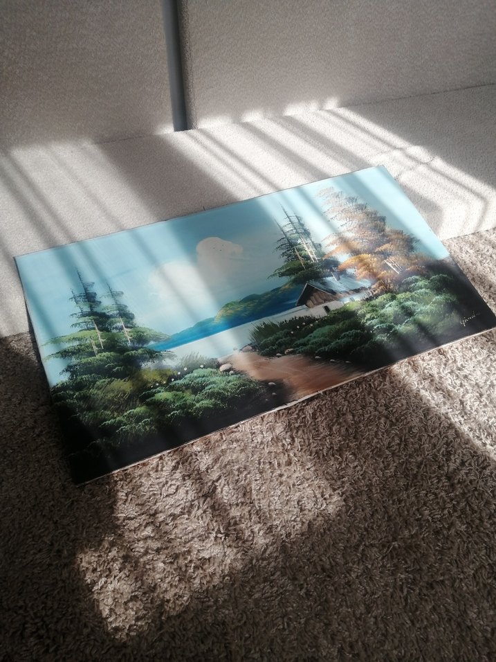 Renkli Doğa Manzarası Tablosu yağlı boya imzalı 50 yıllık resim - Görsel 3