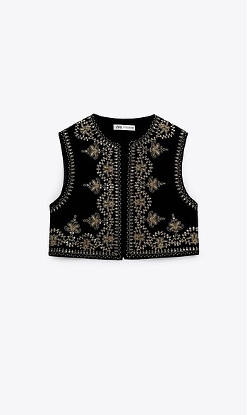 xl Beden Zara İşlemeli Yelek