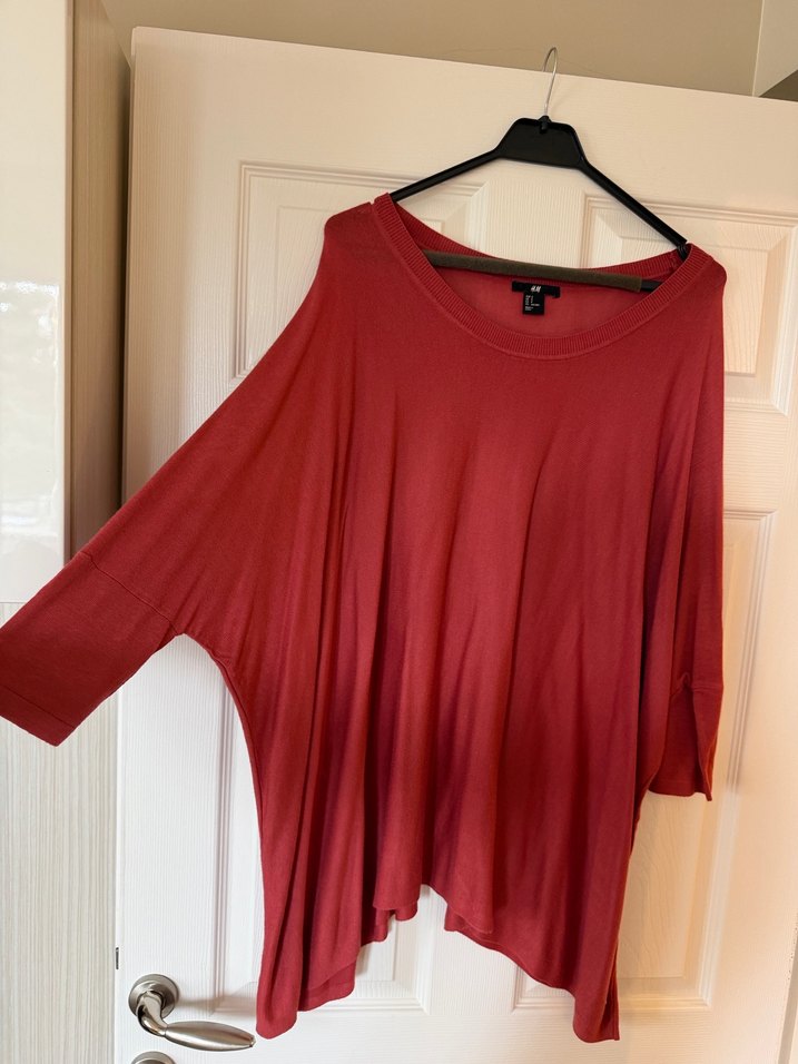 Kırmızı Salaş Uzun Kollu Kadın Bluz - Görsel 2