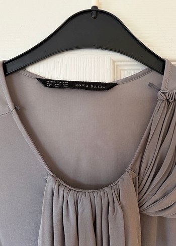 Gri Drapeli Kolsuz Kadın Bluz - Görsel 3