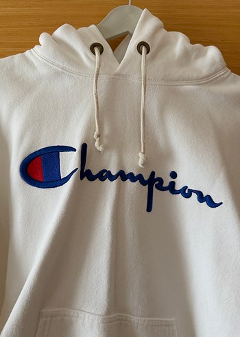 Champion Beyaz Kapüşonlu Sweatshirt - Görsel 3