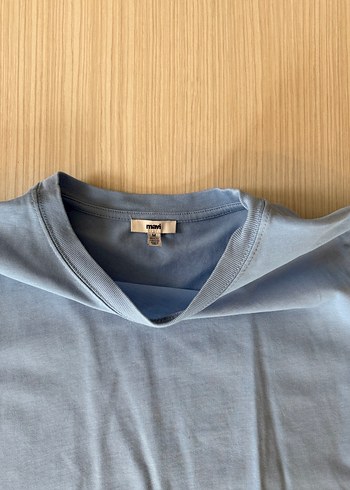 Kadın Mavi Kısa Kollu Basic Tişört - Görsel 3