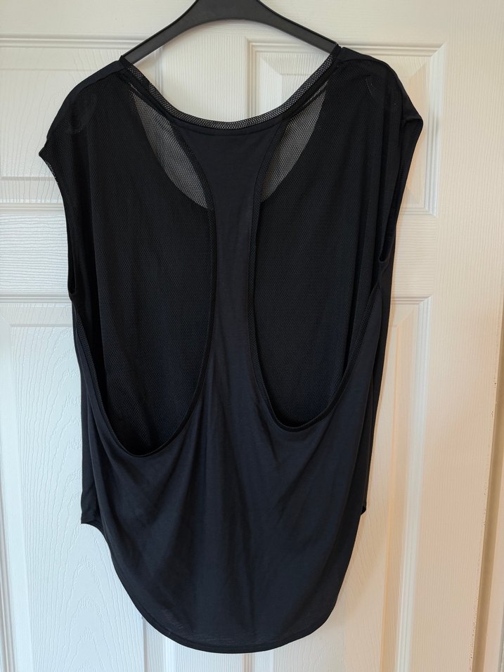 Siyah Kadın Salaş Çift Katlı Spor Tişört - Görsel 2