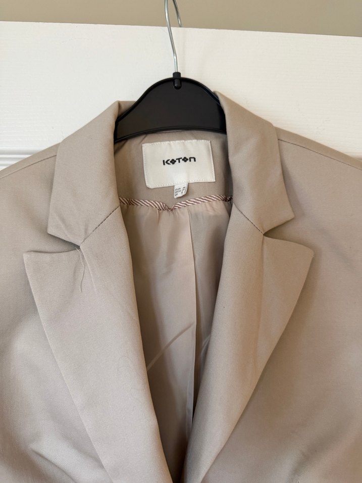 Bej Düğmeli Kadın Blazer Ceket - Görsel 3