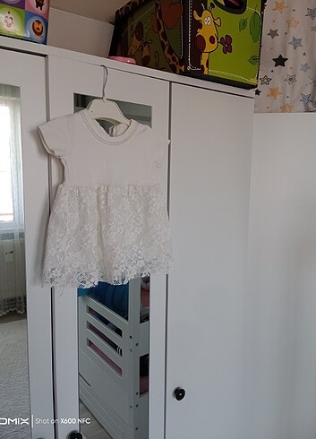 3-6 Ay Beden beyaz Renk Dantelli elbise 