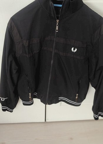 Fred Perry Fermuarli Siyah Bay Bayan Uyumlu Ruzgarlik Ceket Ms Beden Uyumlu
