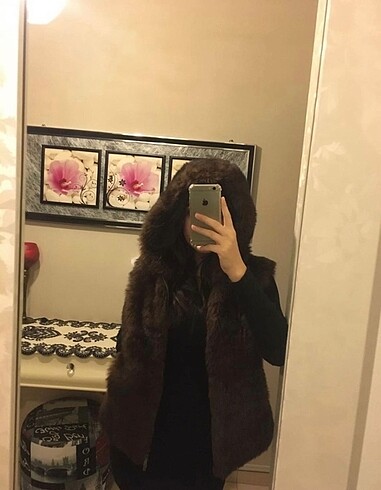 m Beden kahverengi Renk Peluş kürk yelek