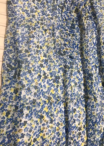 Mavi Bohem Uzun Kollu Pamuklu Elbise - Görsel 4