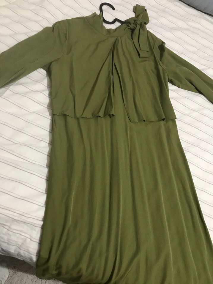 Kadın Haki Uzun Salaş Elbise - Görsel 3