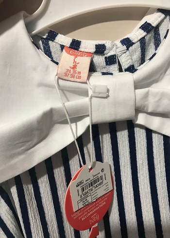 Kız Çocuk Çizgili Pilili Elbise - Görsel 4