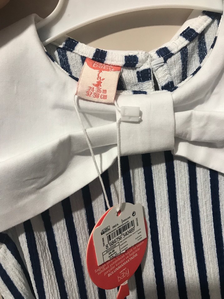 Kız Çocuk Çizgili Pilili Elbise - Görsel 4