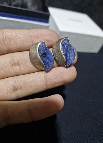 925 Ayar Gümüş Lapis Lazuli Taşlı Küpeler