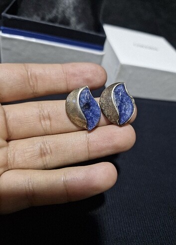  Beden 925 Ayar Gümüş Lapis Lazuli Taşlı Küpeler