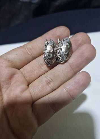 Sterling silver Eski Antika Usta İşi El Yapımı Gümüş Küpe