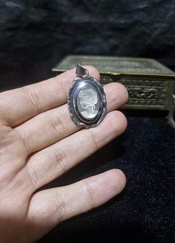 Vintage 925 Ayar Gümüş Cameo Kolye