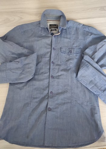 XSide Erkek Mavi Denim Uzun Kollu Gömlek
