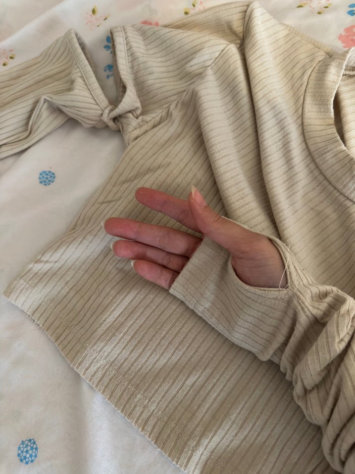 Bej Balıkçı Yaka Uzun Kollu Bluz - Görsel 3