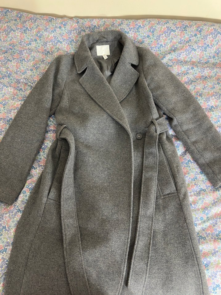 HM Gri Uzun Kesim Kadın Kaban - Görsel 3