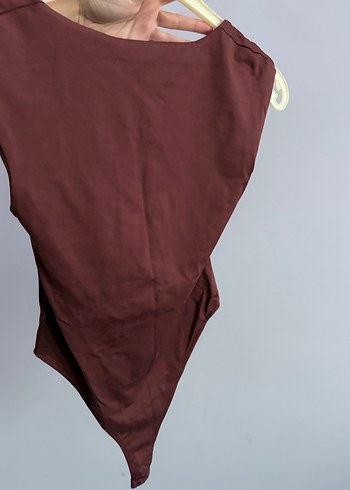 Zara Bordo V Yaka Drapeli Kadın Bluz