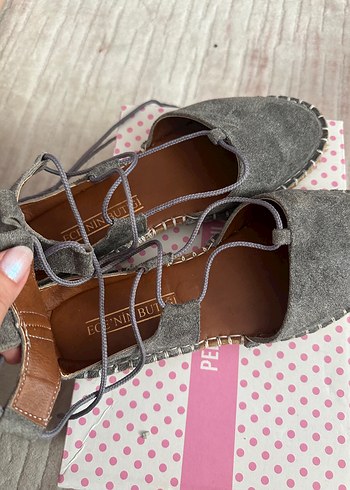 38 Beden gri Renk Gri Süet Kadın Espadril