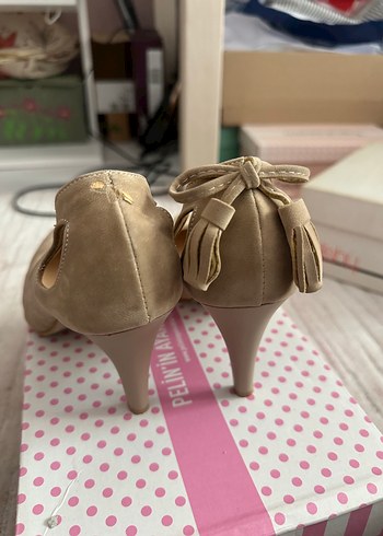 38 Beden Bej Süet Stiletto Kadın Topuklu Ayakkabı