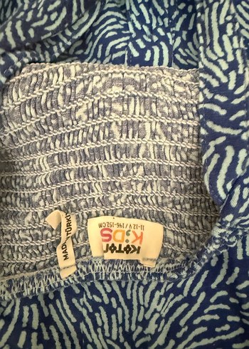 Koton Mavi Bağlama Desenli Kolsuz Mini Tulum
