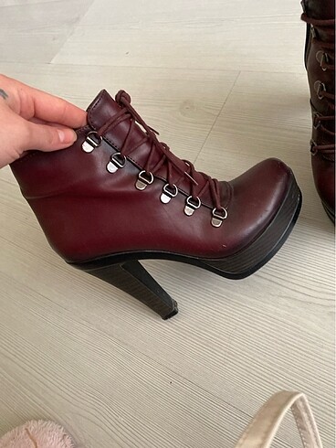 Zara Bordo platformlu topuklu ayakkabı