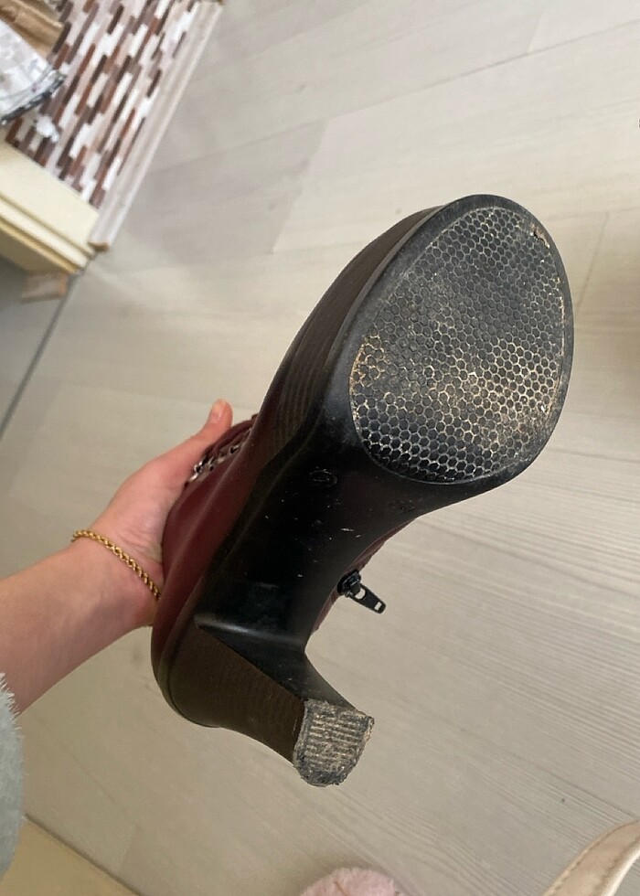 Bordo platformlu topuklu ayakkabı - Görsel 3