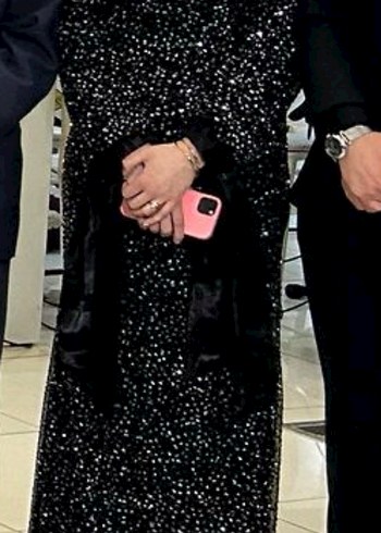 Kadın Siyah Payetli Uzun Kol Detaylı Abiye Elbise