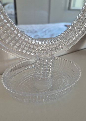 Kelebek Desenli Ahşap Beyaz Saat ve Makyaj aynası - Görsel 4