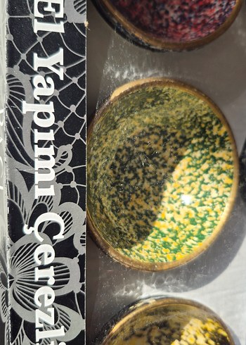 El Yapımı Çok Renkli Poselen Çerezlik Takımı - Görsel 2