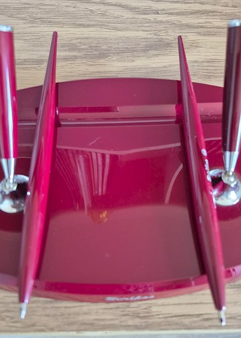 Scrikss marka orijinal. Bordo Parlak İkili Masa Kalemi Seti. - Görsel 4