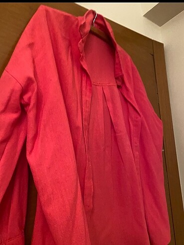 Pembe pamuklu bol gömlek