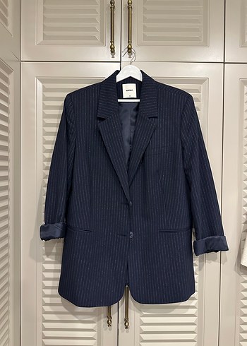 Koton Lacivert İnce Cizgili Klasik Blazer Ceket