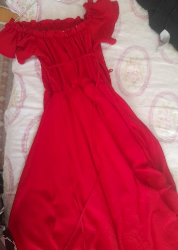 Kırmızı Drapeli Uzun Straplez Elbise öykü wear