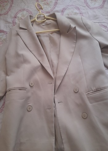 38 Beden ten rengi Renk Bej Mini Kadın Blazer Ceket