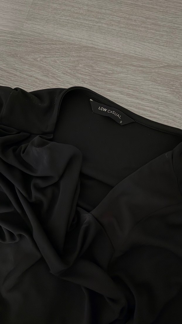 Siyah Drapeli Mini Elbise - Görsel 4