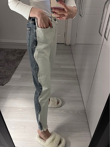 Çift renkli mom jean