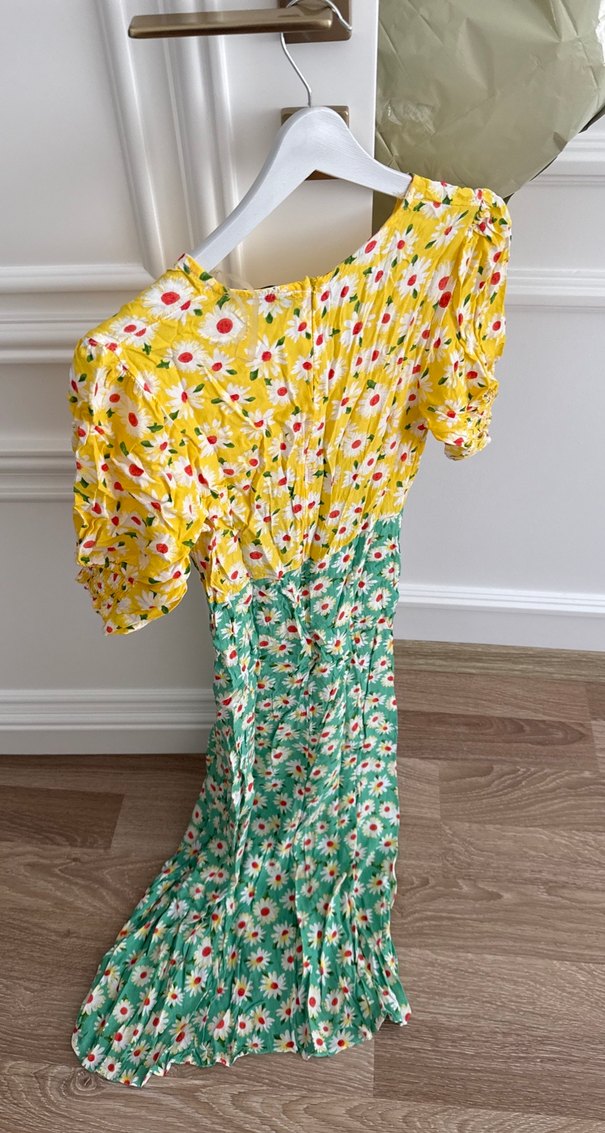 Çiçek Desenli Renkli Bohem Elbise - Görsel 3